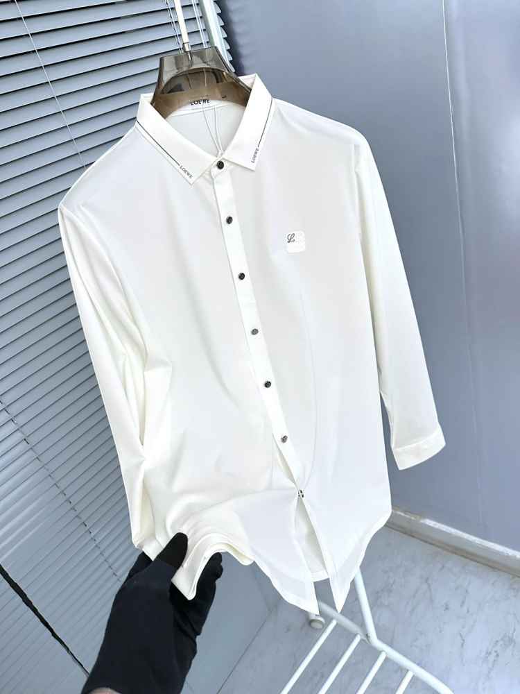 Loewe Embroidered White Premium Cotton Shirt-thumb-2