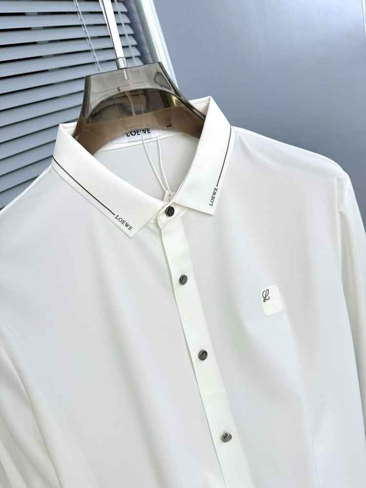 Loewe Embroidered White Premium Cotton Shirt-thumb-3