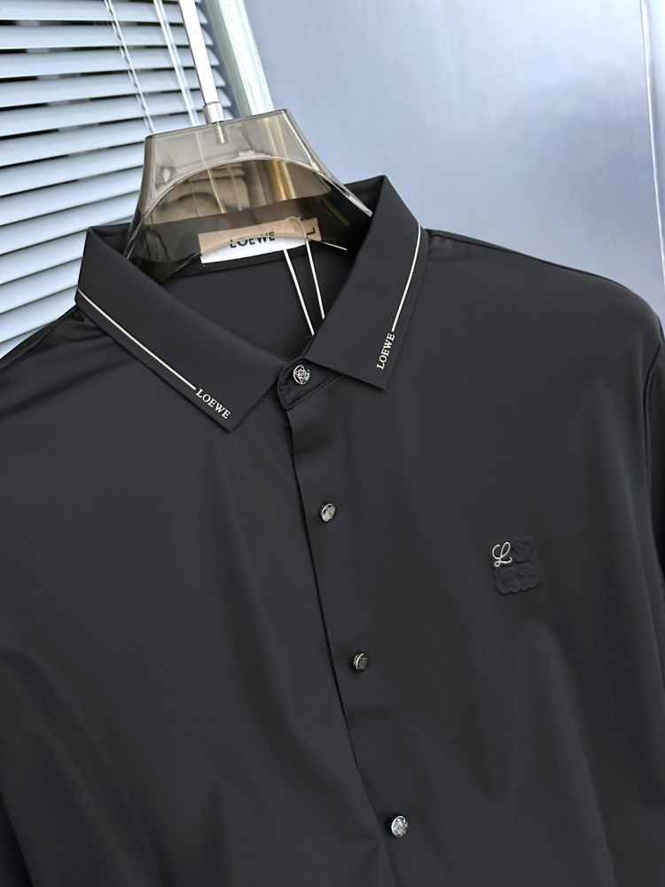Loewe Embroidered Black Premium Cotton Shirt-3