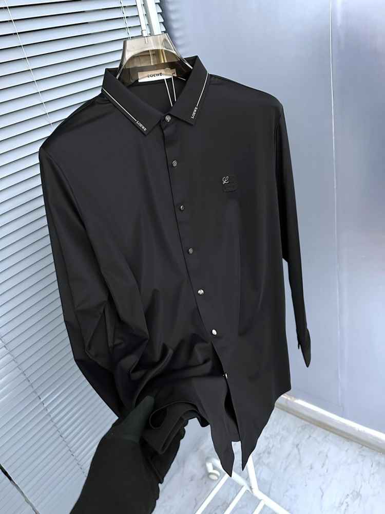 Loewe Embroidered Black Premium Cotton Shirt-1