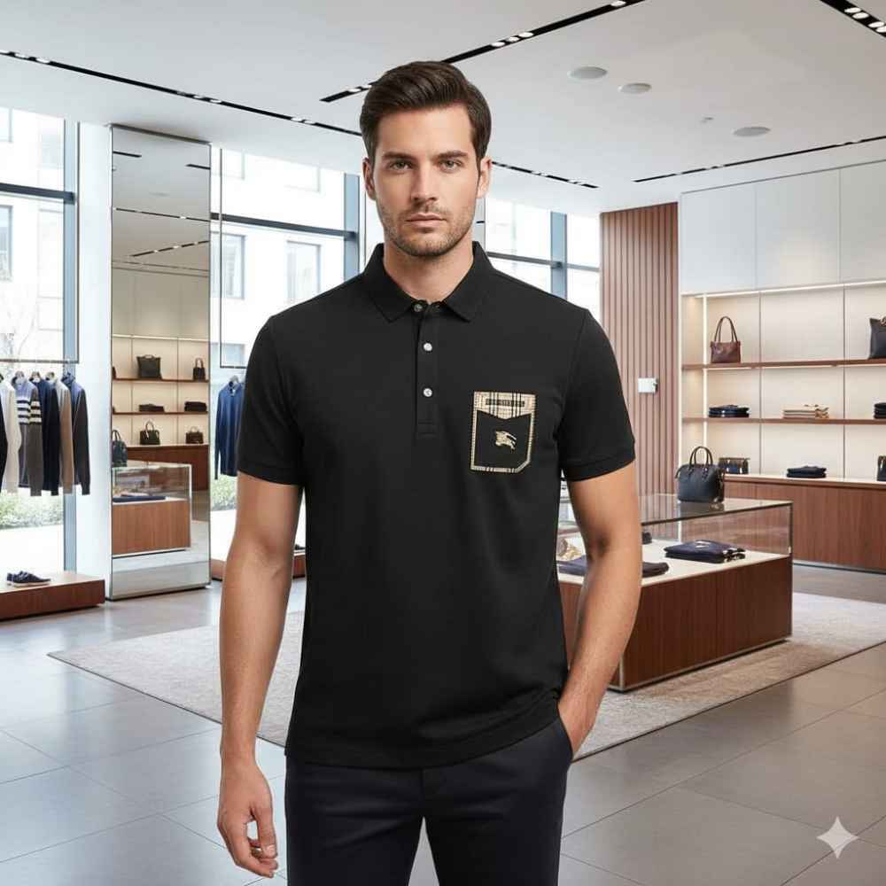 Burberry Black Premium Exclusive Polo T-shirt-thumb-0