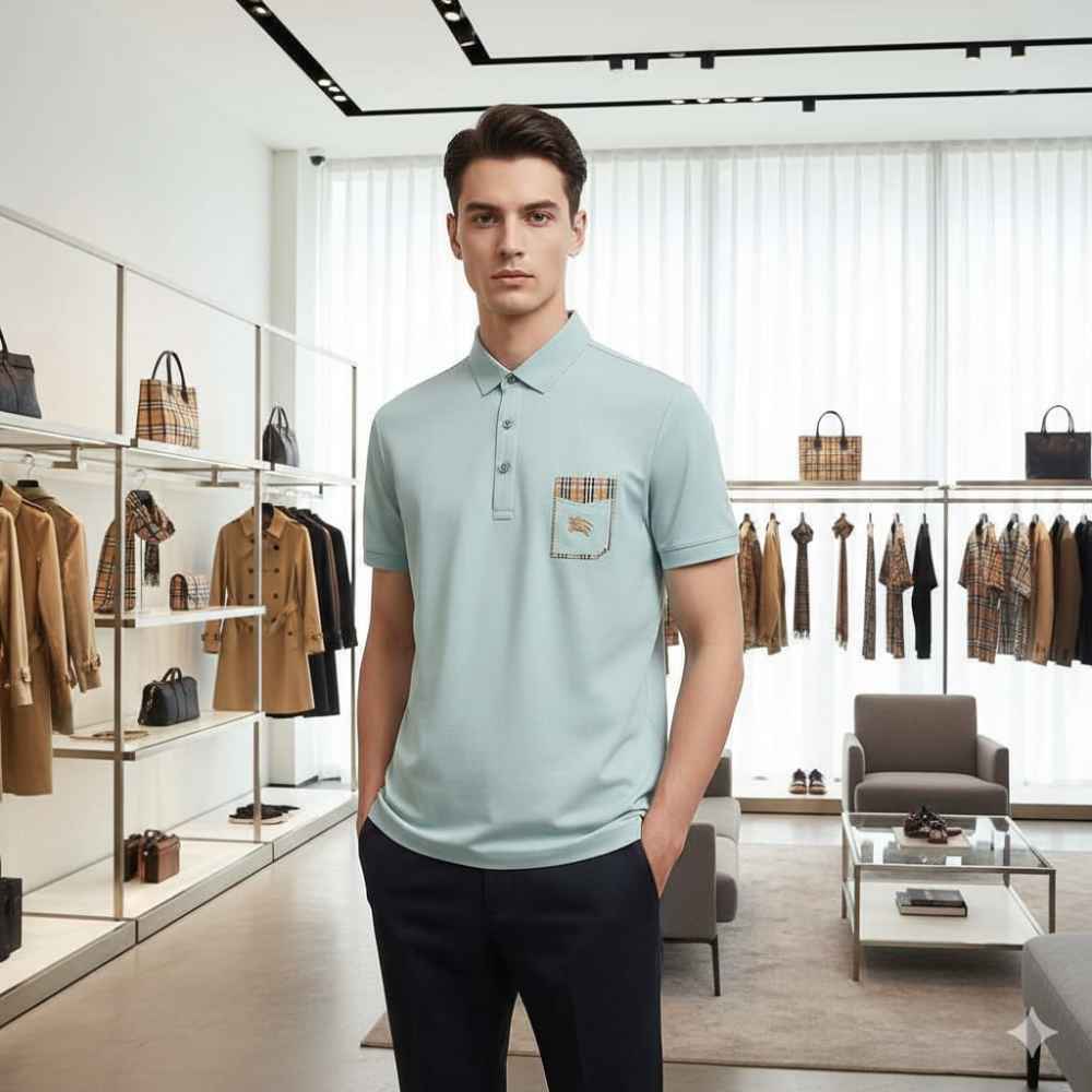 Burberry Sky Blue Premium Exclusive Polo T-shirt-thumb-0