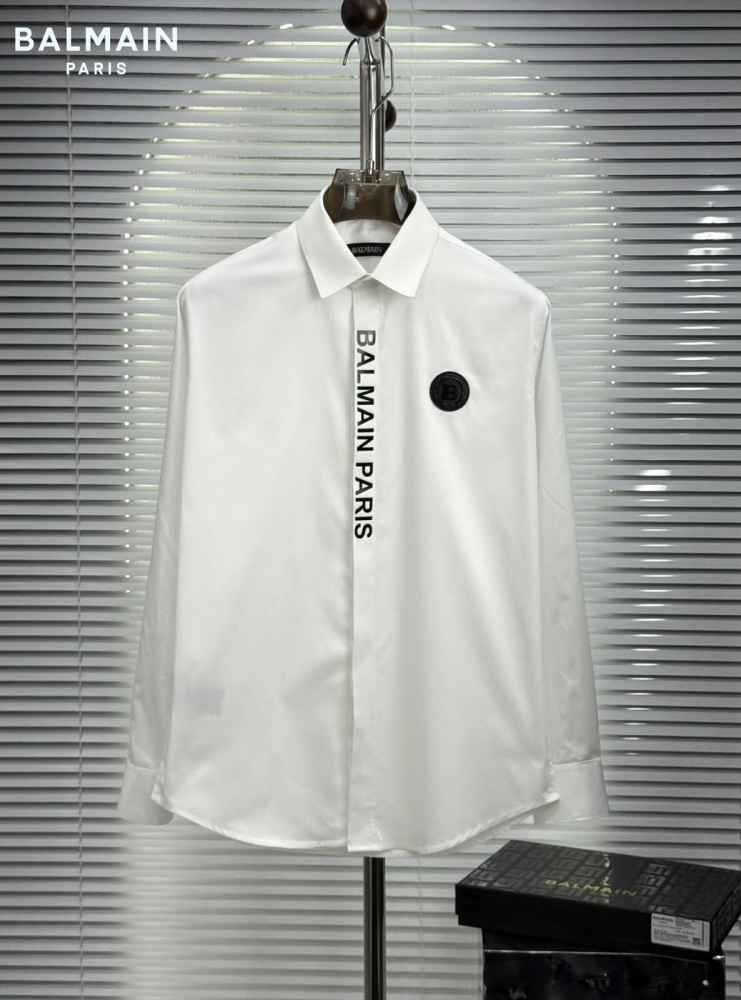 Balmain Embroidered White Premium Cotton Shirt-thumb-1