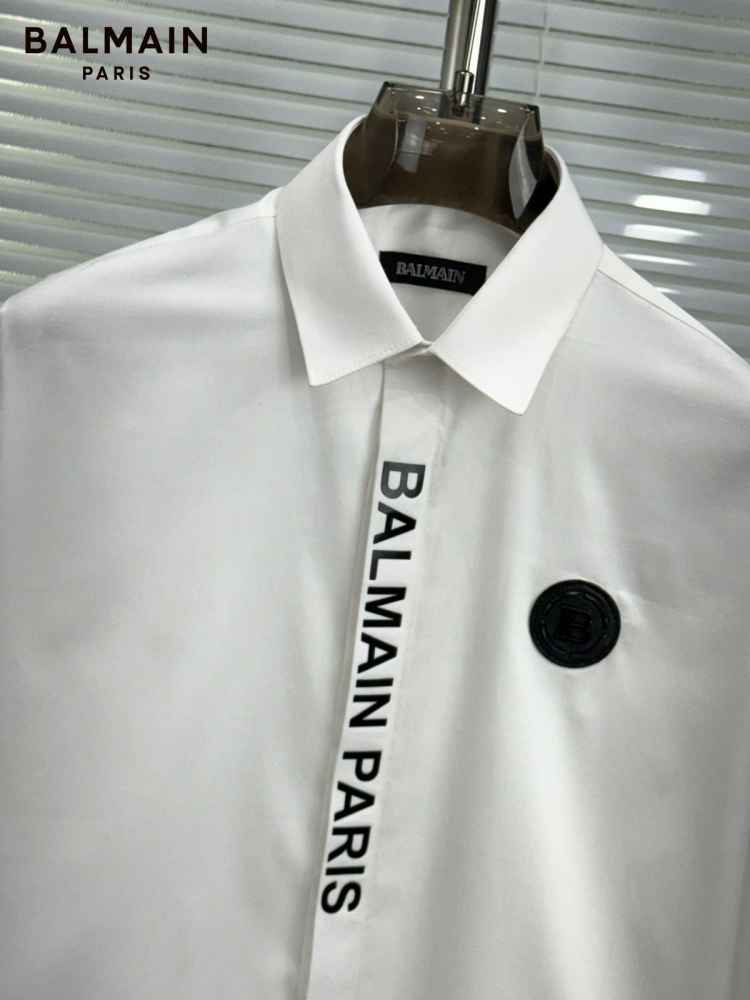 Balmain Embroidered White Premium Cotton Shirt-thumb-2