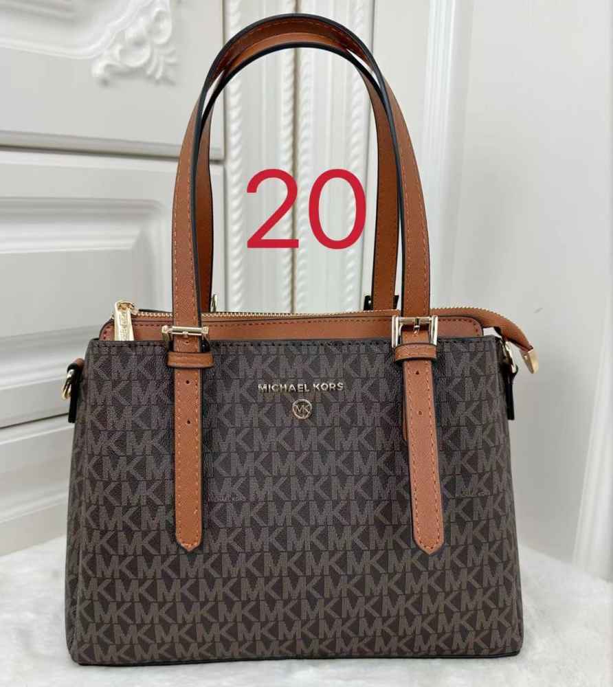 Michael Kors Voyager Medium Logo Brown Tote Bag-thumb-0