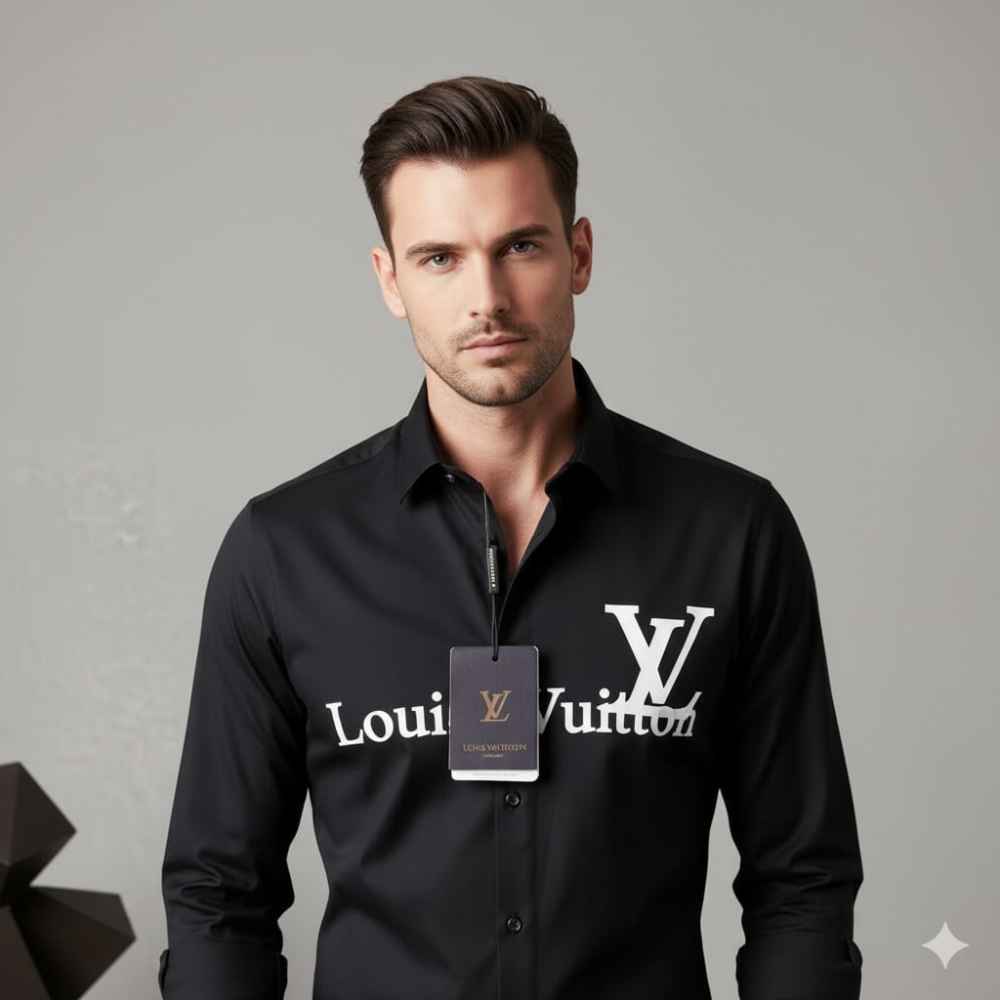 Louis Vuitton Monogram Black Premium Cotton Shirt-1