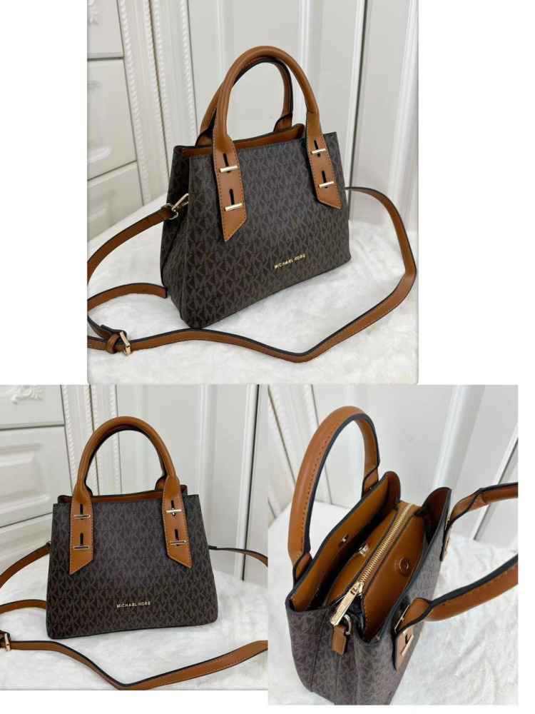 Michael Kors Signature Boston Brown Leather Bag-1