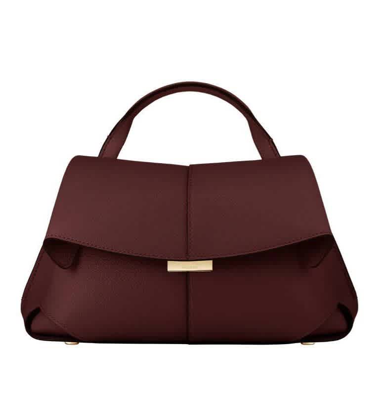 Polène Mokki Textured Maroon suede Handle Bag-thumb-0