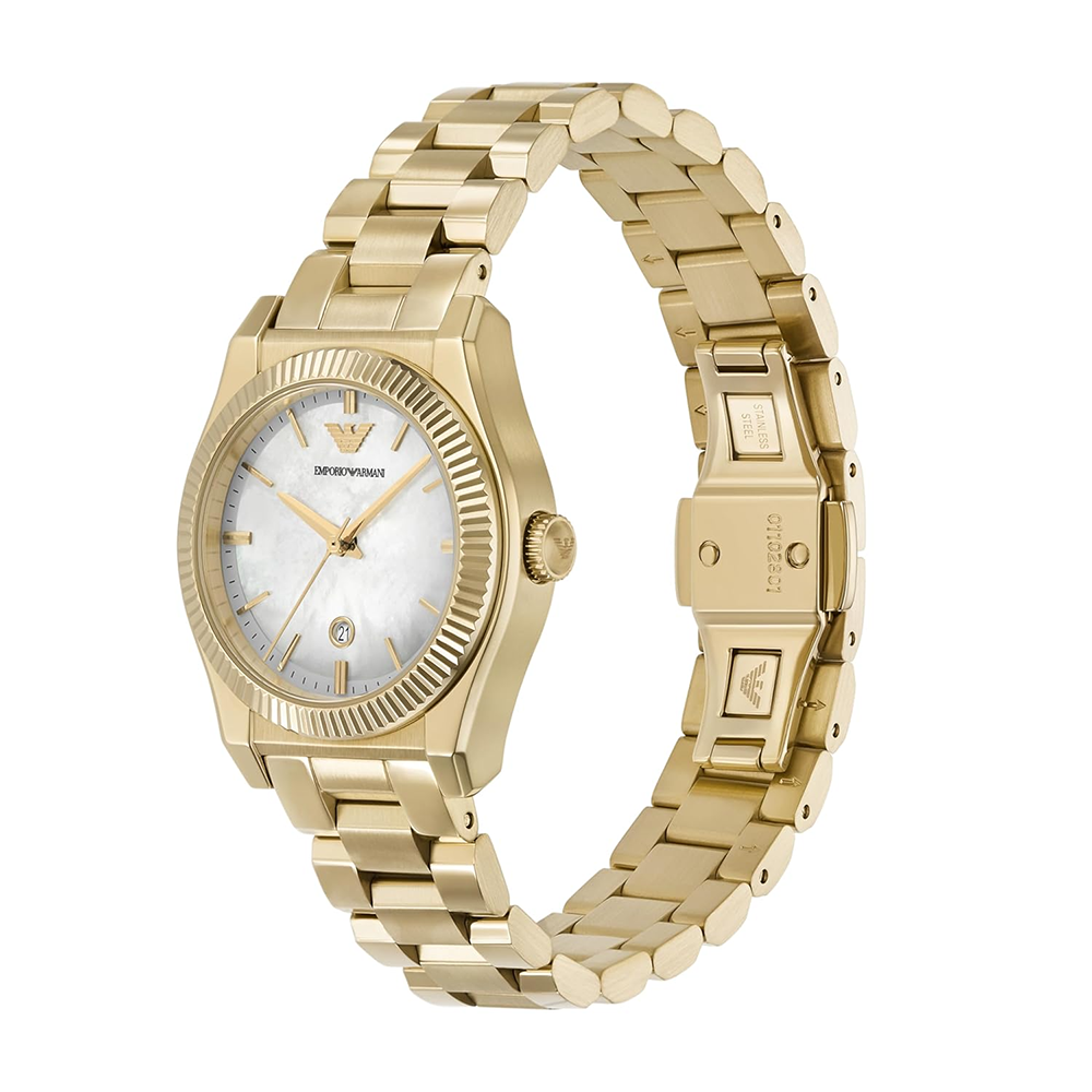 Women Quartz Mother Of Pearl Dial Analog Stainless Steel Watch AR11657-1