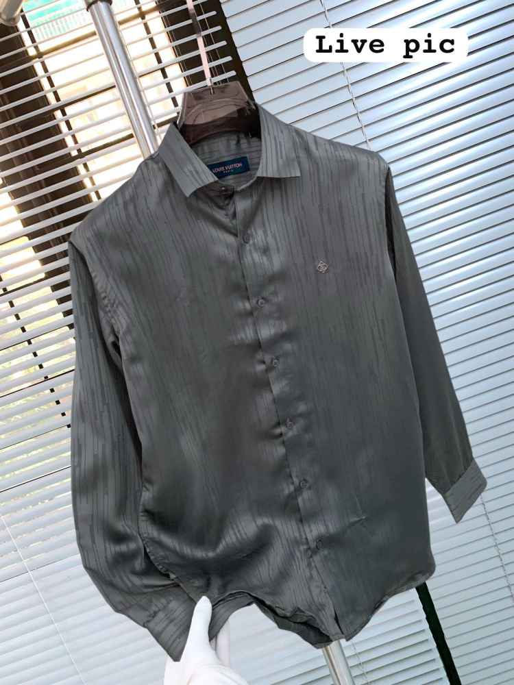 Louis Vuitton Monogram Grey Premium Cotton Shirt-thumb-2