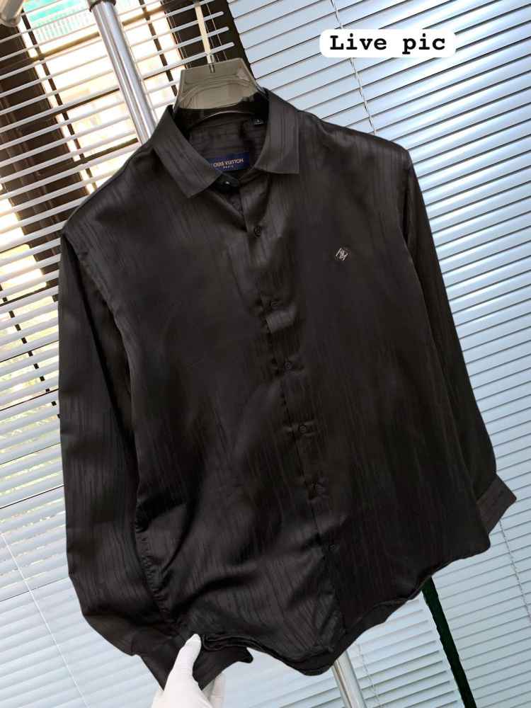 Louis Vuitton Monogram Black Premium Cotton Shirt-thumb-1