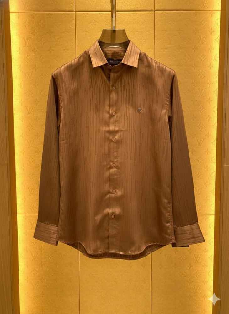 Louis Vuitton Monogram Brown Premium Cotton Shirt-thumb-0