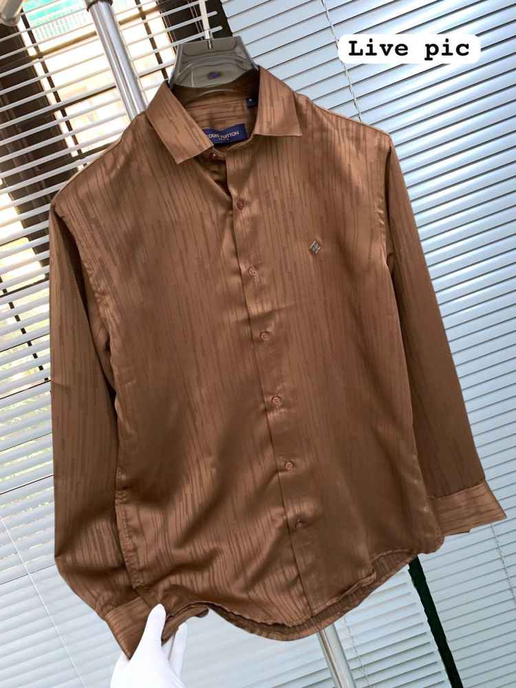 Louis Vuitton Monogram Brown Premium Cotton Shirt-thumb-2