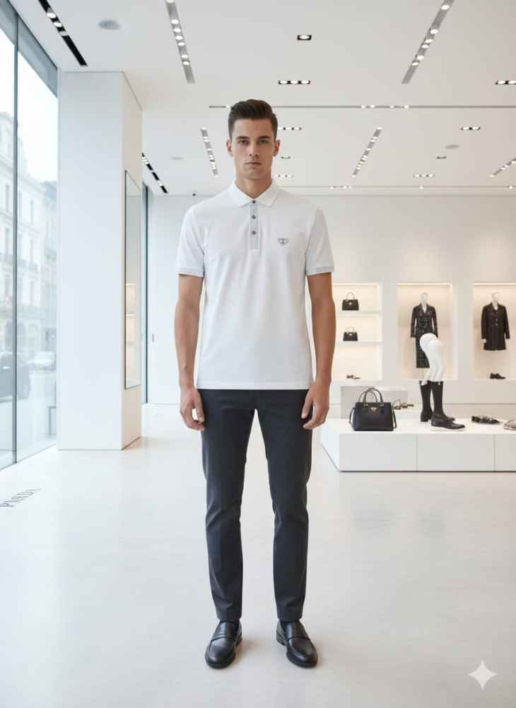 Prada White Premium Quality Polo T-shirt-thumb-0