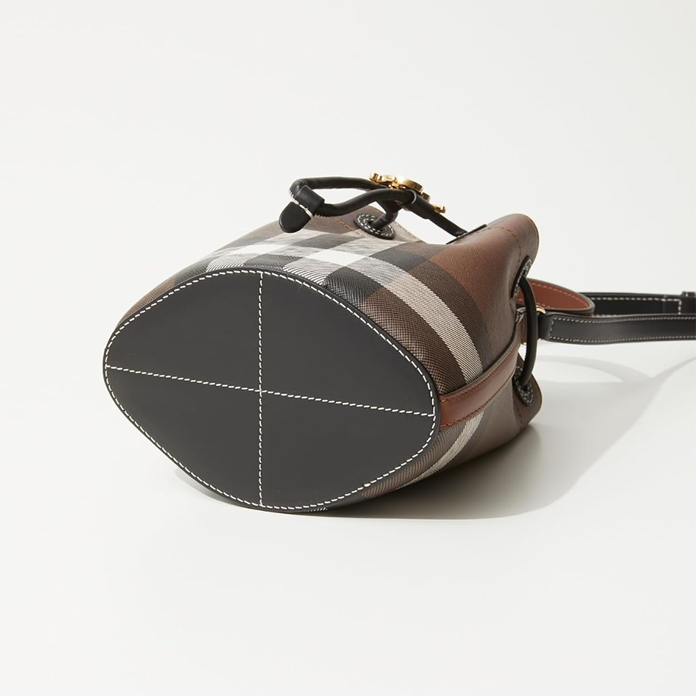 Burberry Dark Birch Brown Checked Bucket Bag-3