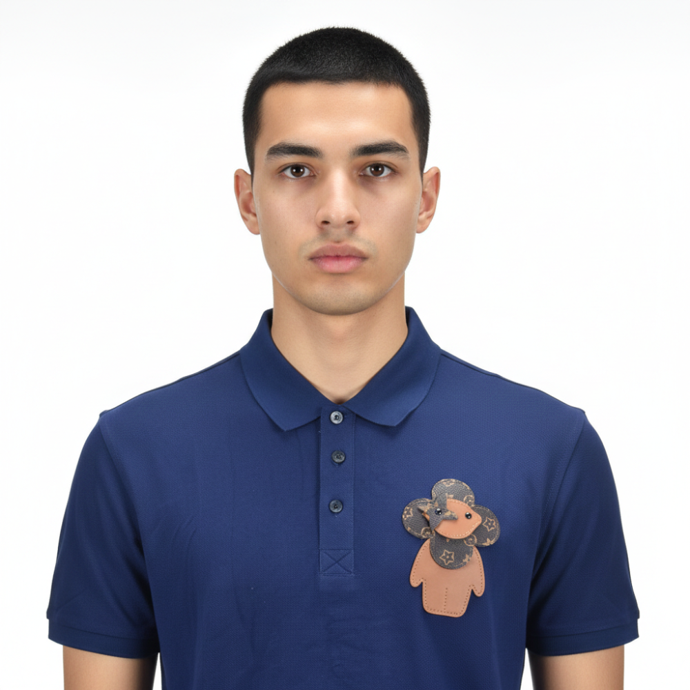 Louis Vuitton Blue Embossed Teddy Premium Polo T-shirt-4