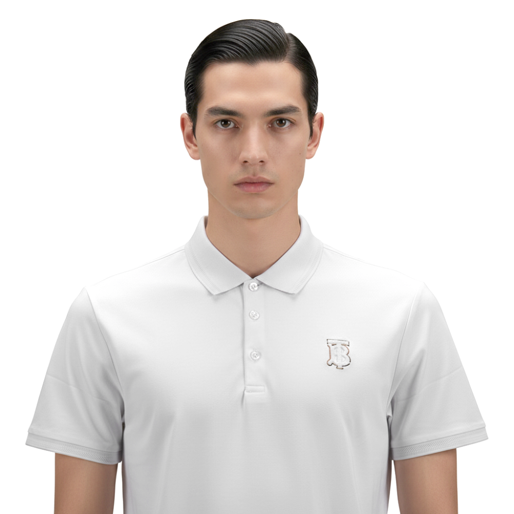 Burberry White Premium Quality Polo Tees-3