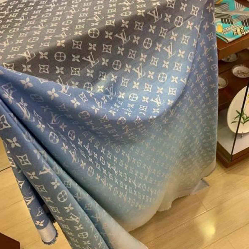 Louis Vuitton Black & Blue Semi Wollen Monogram Gradient Shawl-thumb-1