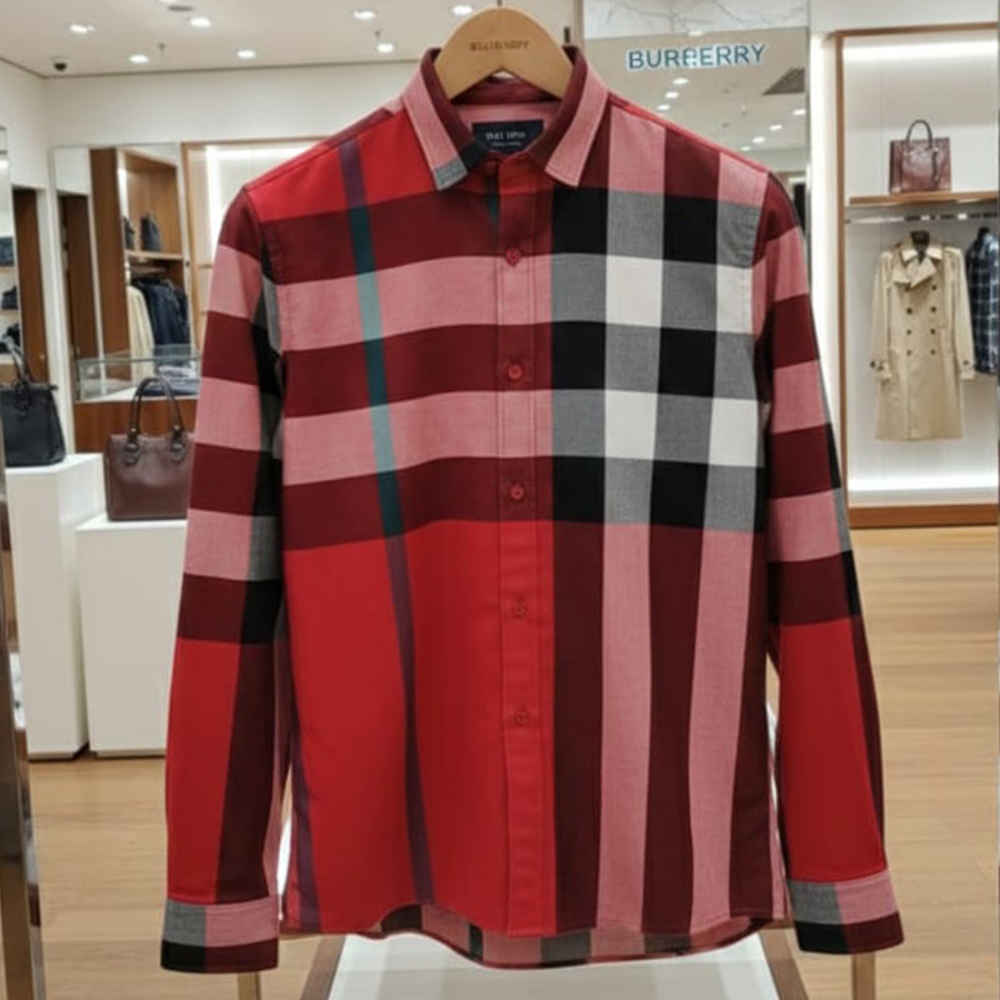 Burberry Red Premium Quality Shirt-thumb-1
