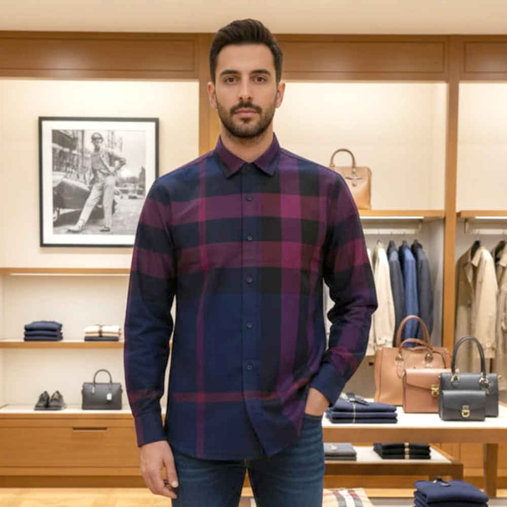Burberry Purple Premium Quality Shirt-thumb-2