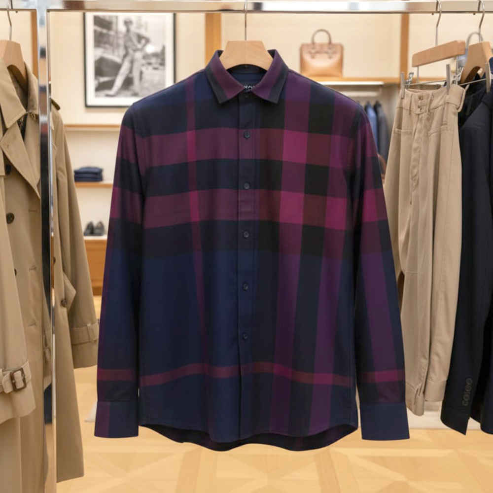 Burberry Purple Premium Quality Shirt-thumb-1