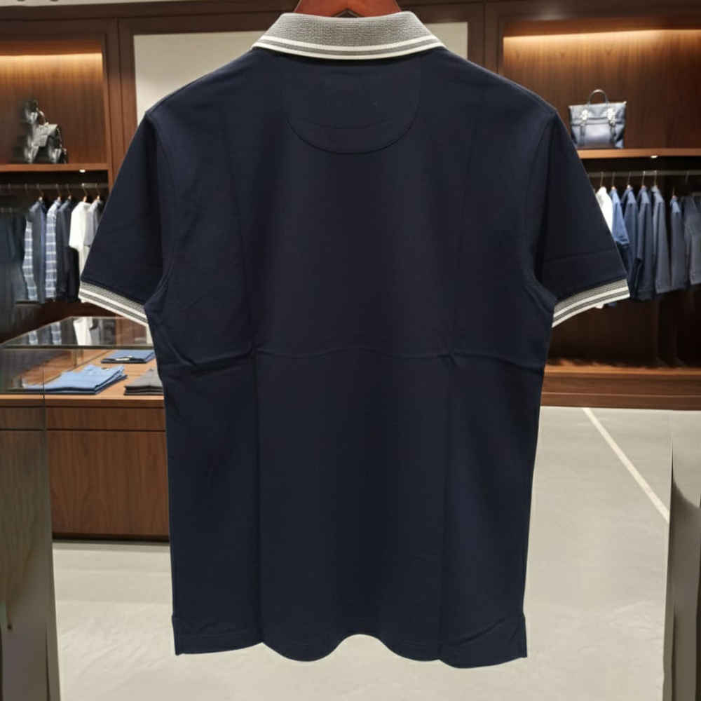 Emporio Armani Lycra Blue Premium Collar T-shirt-thumb-2