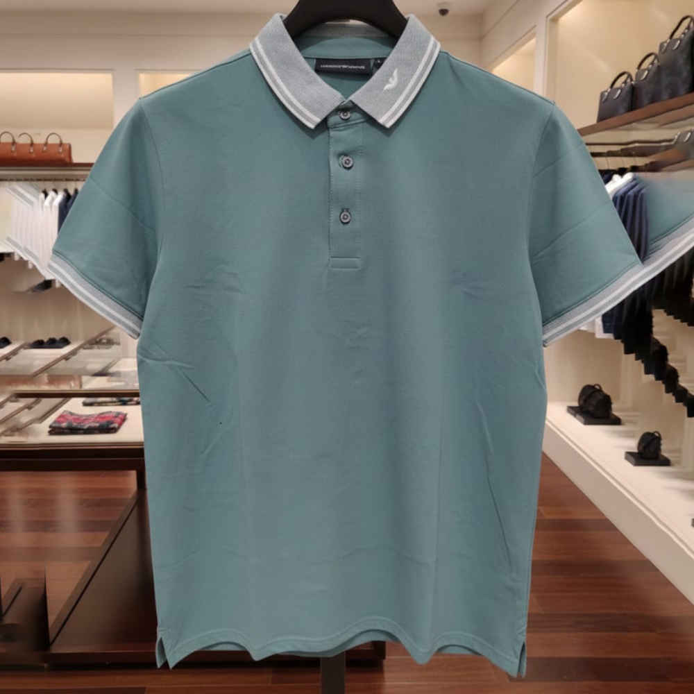 Emporio Armani Lycra Green Premium Collar T-shirt-thumb-1