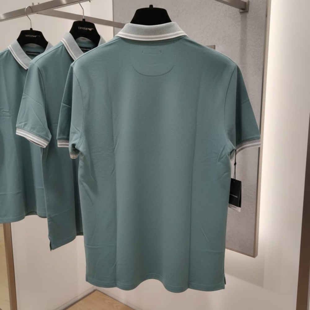 Emporio Armani Lycra Green Premium Collar T-shirt-thumb-2