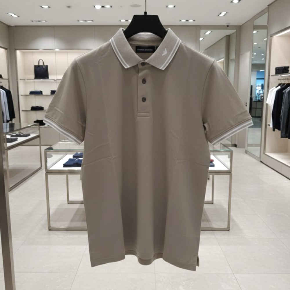 Emporio Armani Lycra Beige Premium Collar T-shirt-1