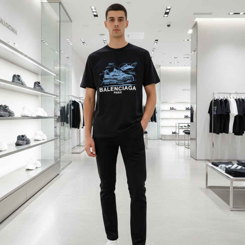 Balenciaga Black Premium Quality T-shirt-2