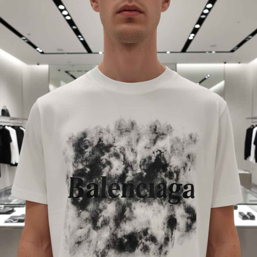 Balenciaga White Premium Quality T-shirt-3