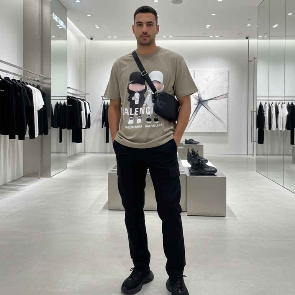 Balenciaga Beige Premium Quality T-shirt-2