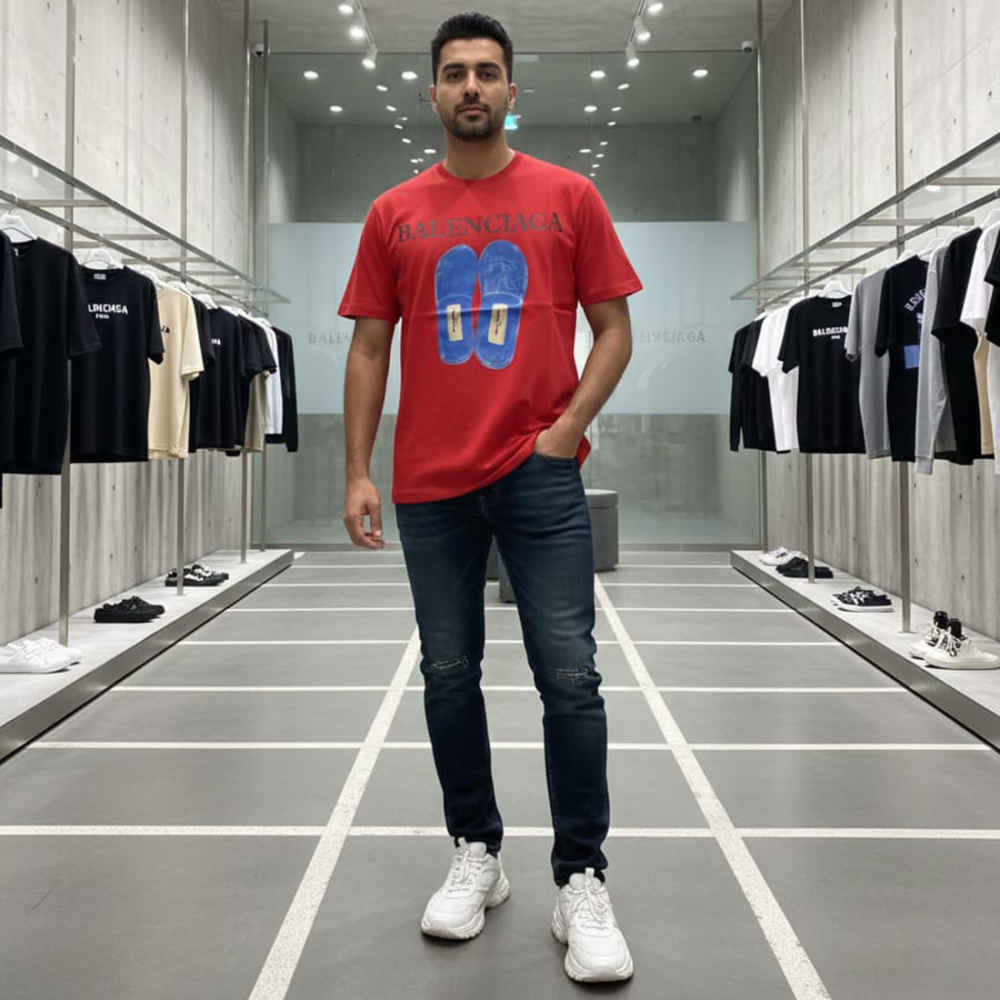 Balenciaga Red Premium Quality T-shirt-2