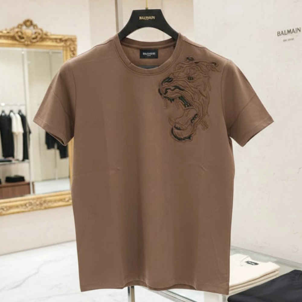 Balmain Clubwear Beige Premium Quality T-shirt-thumb-1