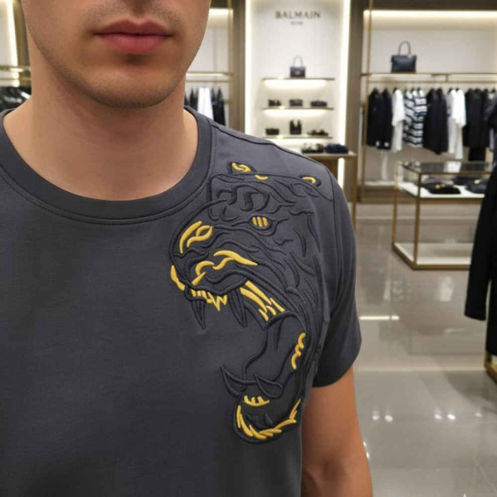 Balmain Clubwear Grey Premium Quality T-shirt-thumb-0