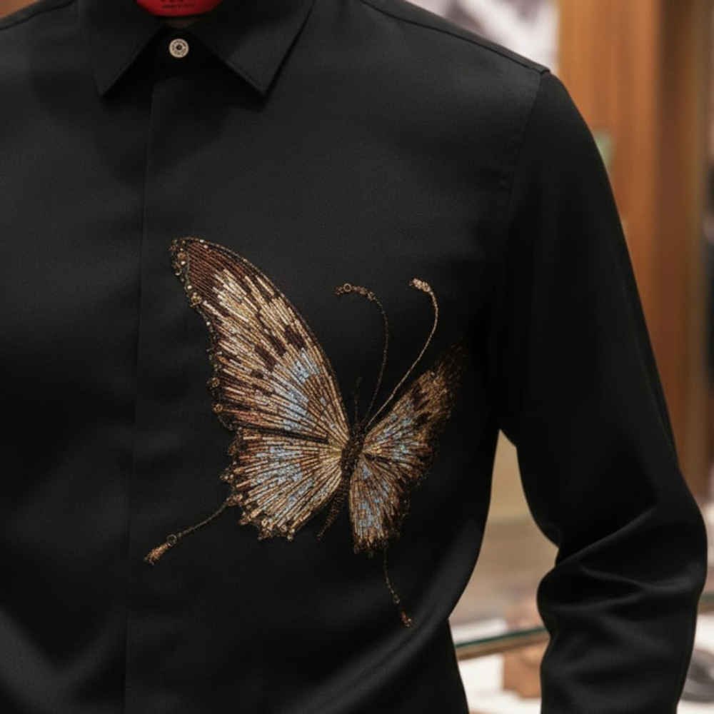 Gucci Butterfly Print Black Premium Shirt-2