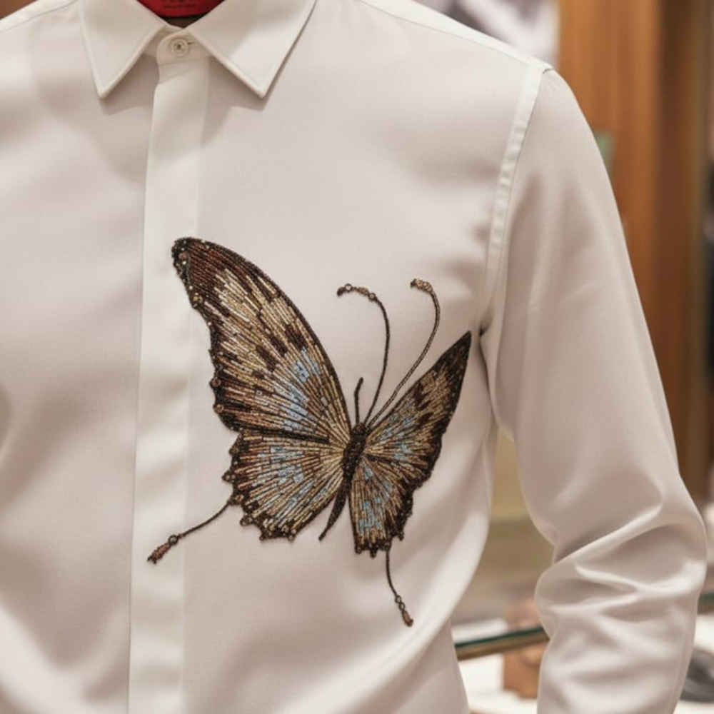 Gucci Butterfly Print White Premium Shirt-thumb-1