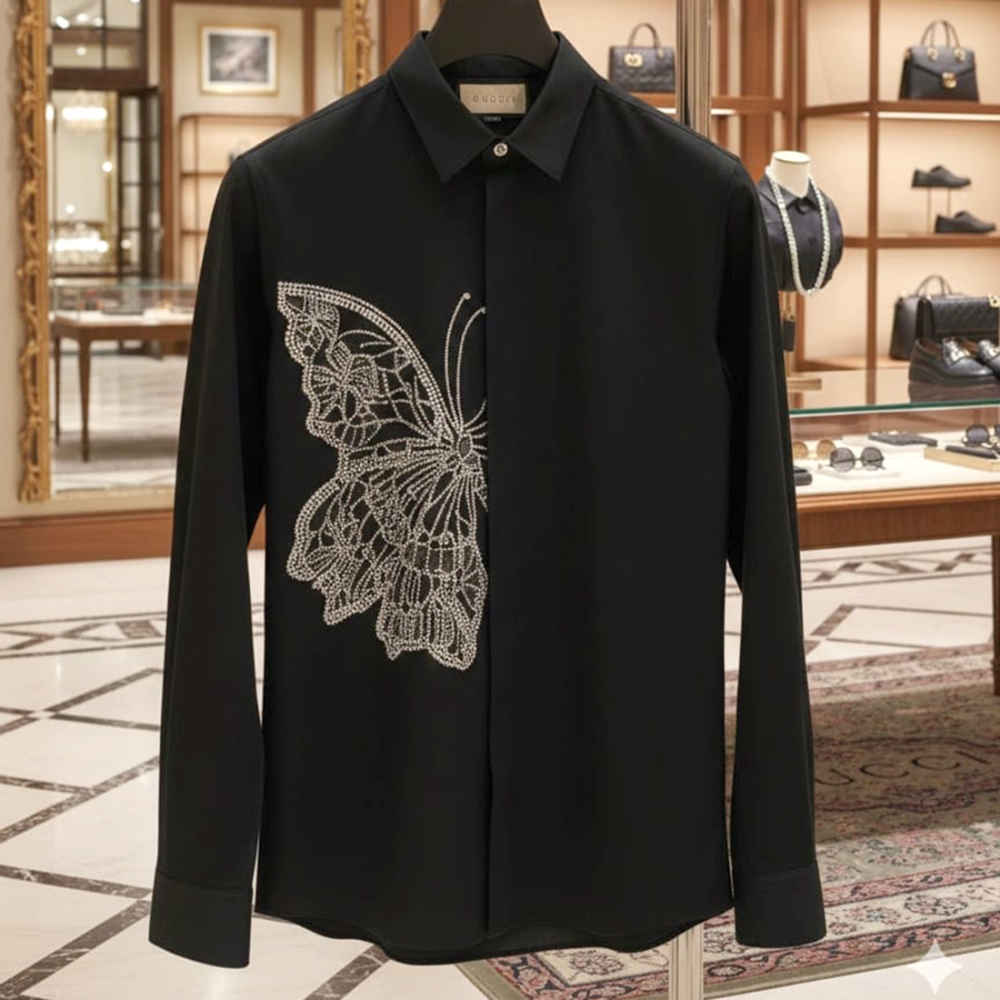 Gucci Butterfly Print Black Premium Shirt-1