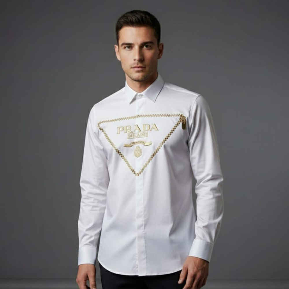 Prada White Premium Quality Cotton Shirt-thumb-0