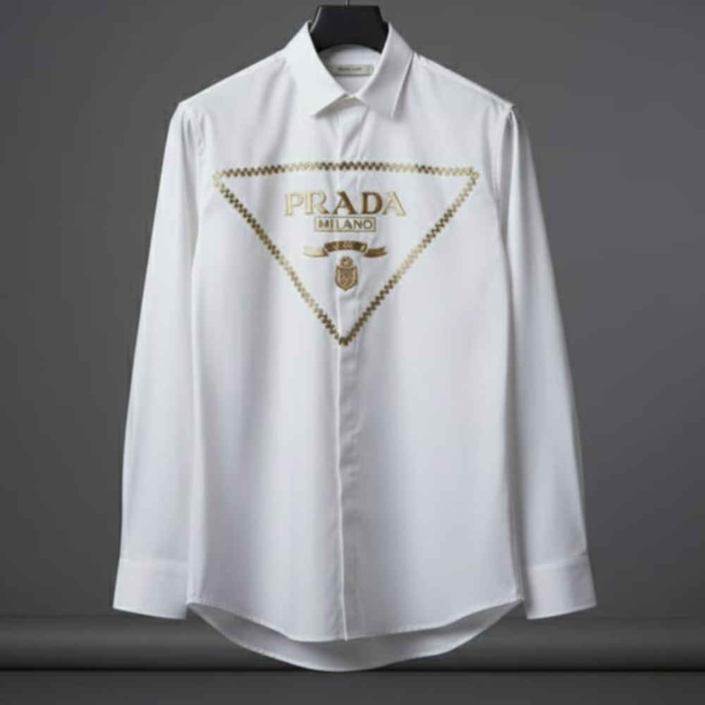 Prada White Premium Quality Cotton Shirt-thumb-1