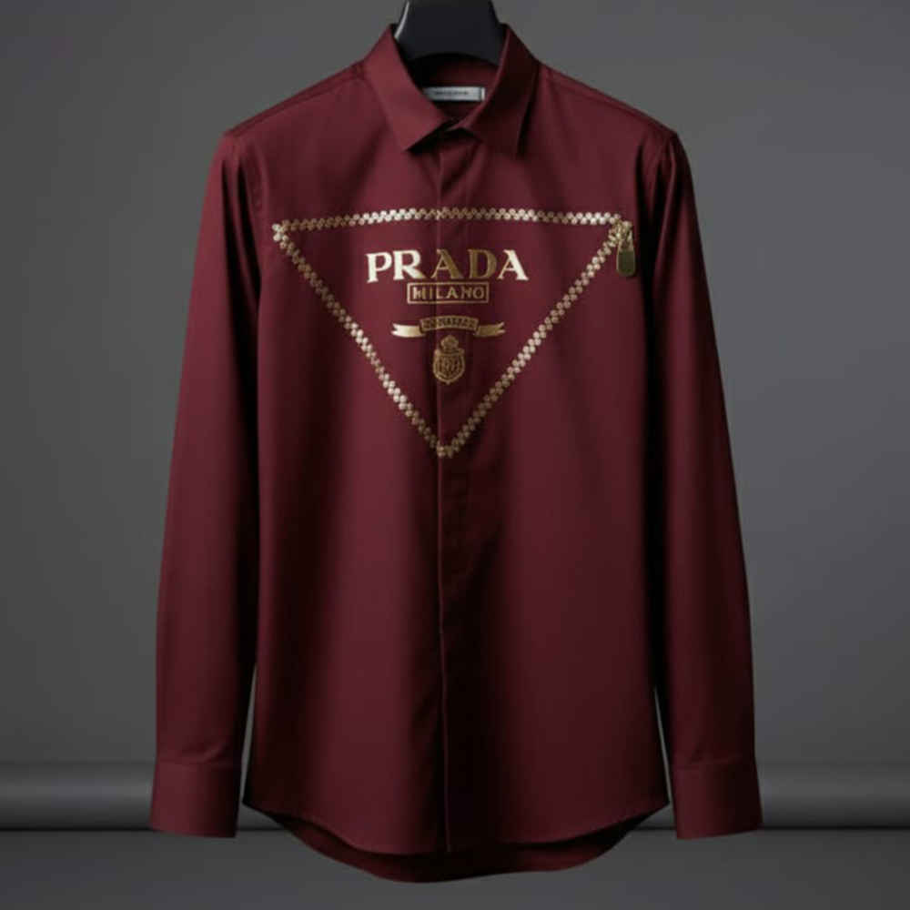 Prada Wine Premium Quality Cotton Shirt-1