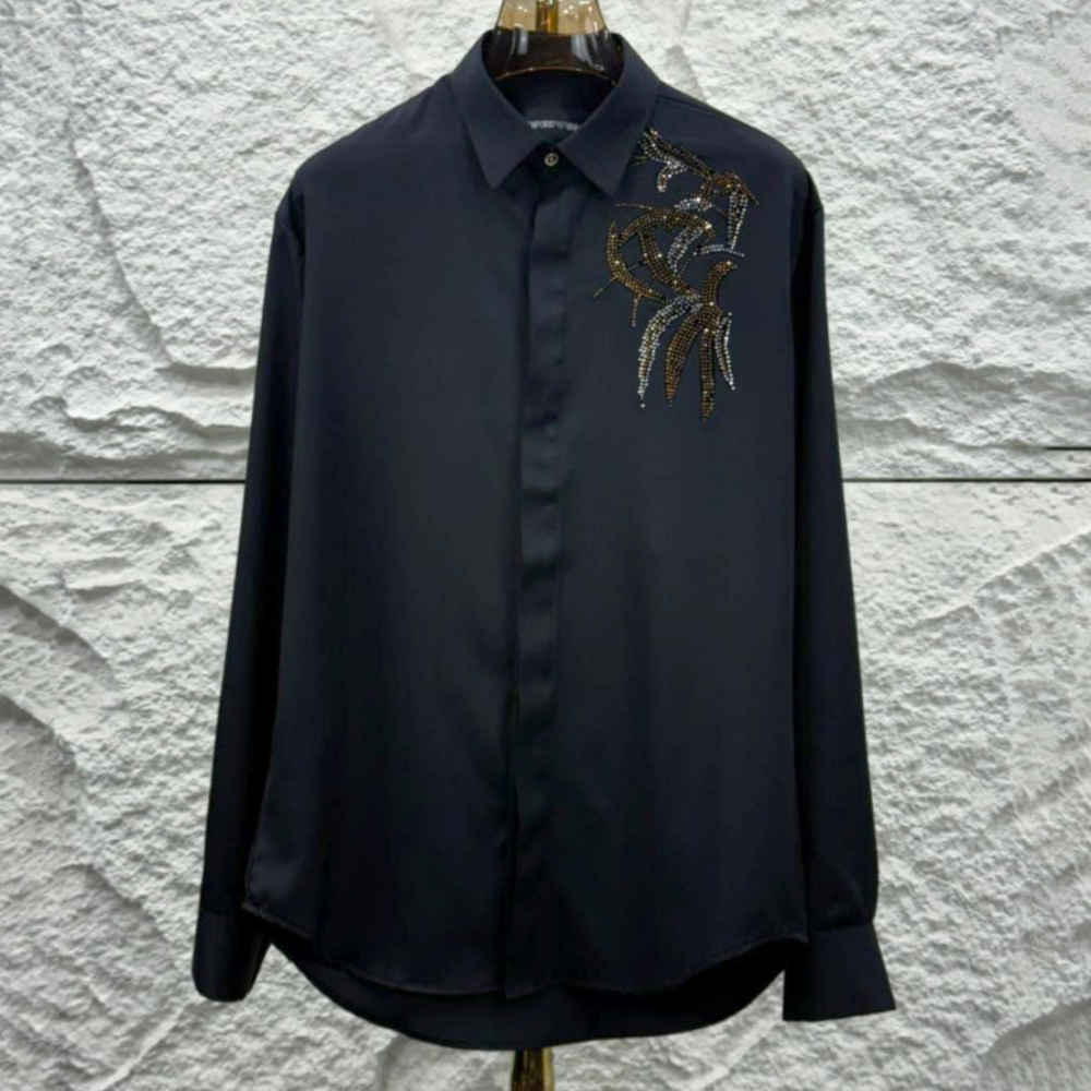 Emporio Armani Black Premium Quality Cotton Shirt-thumb-0