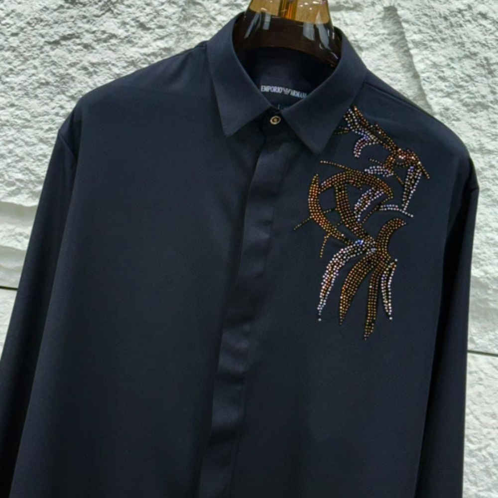Emporio Armani Black Premium Quality Cotton Shirt-thumb-1