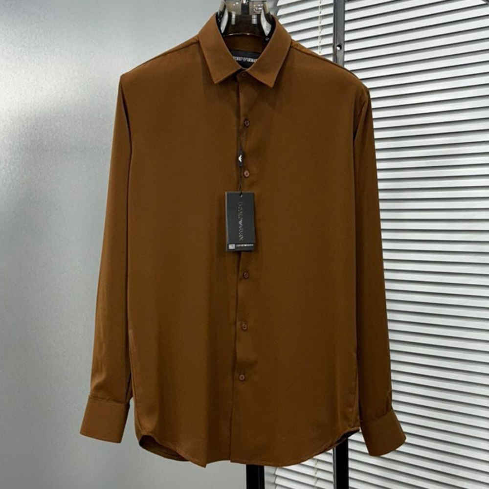 Emporio Armani Brown Premium Quality Stretchable Shirt-thumb-0
