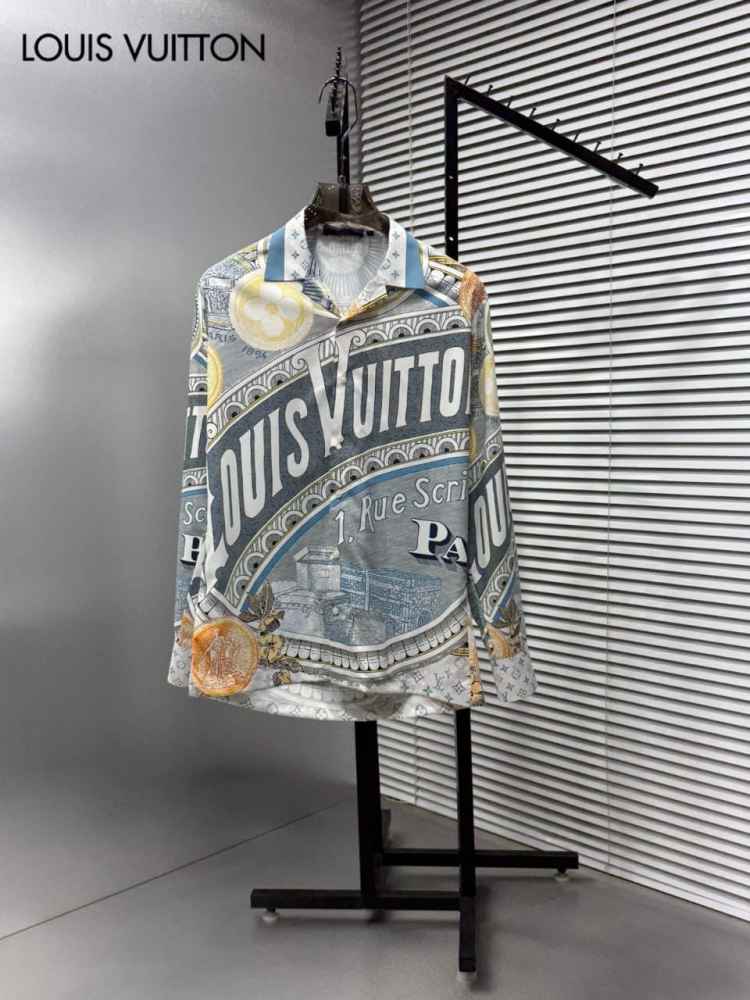 Louis Vuitton Monogram Blue Premium Cotton Shirt-thumb-0