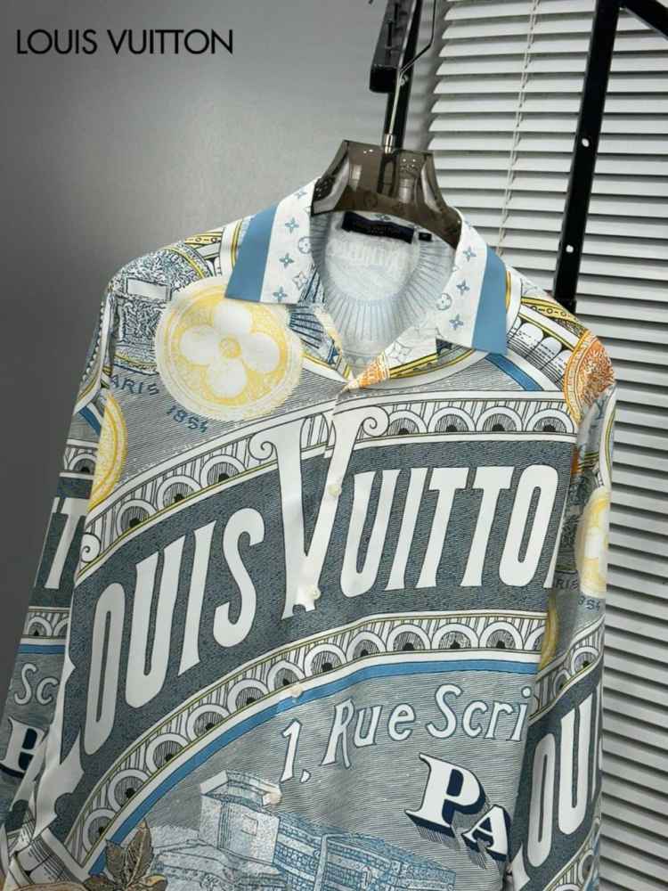 Louis Vuitton Monogram Blue Premium Cotton Shirt-thumb-1