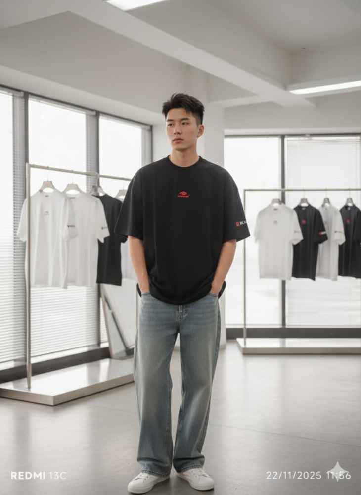 Balenciaga Black Premium Quality Baggy Fit T-shirt-thumb-0