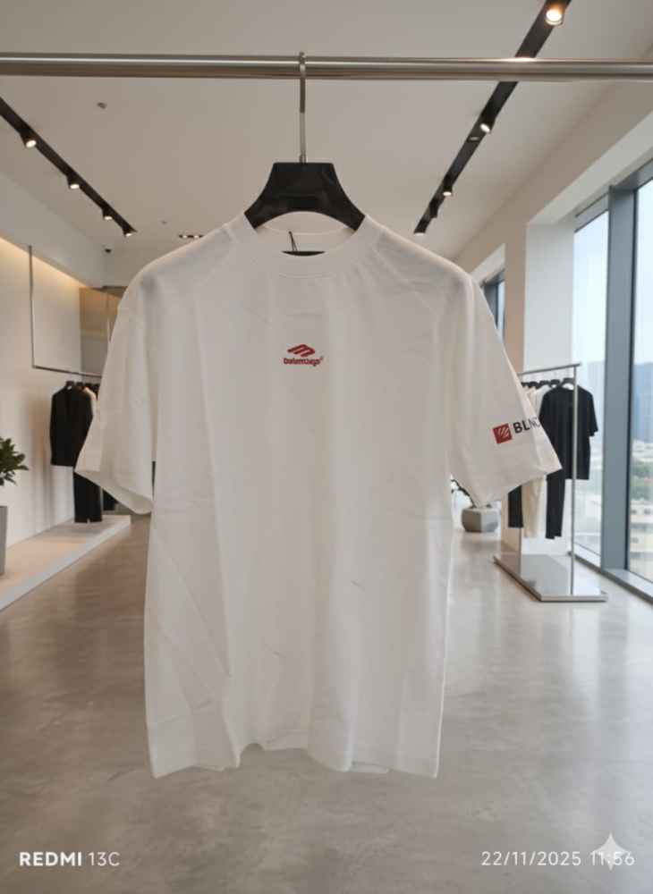 Balenciaga White Premium Quality Baggy Fit T-shirt-thumb-1