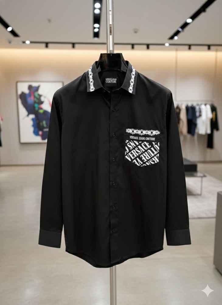 Versace Black Premium Quality Cotton Shirt-thumb-0
