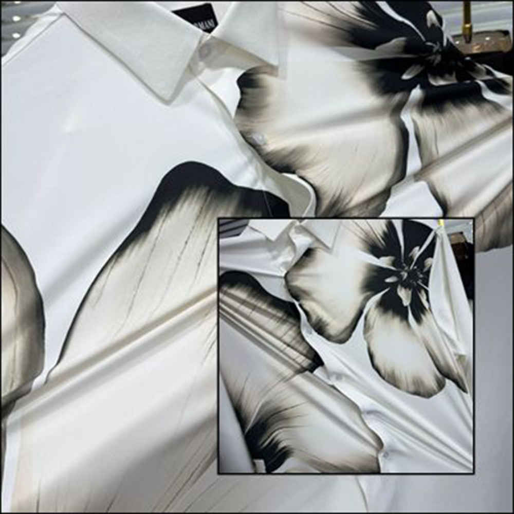 Emporio Armani Flower Print White Premium Stretchable Shirt-thumb-2